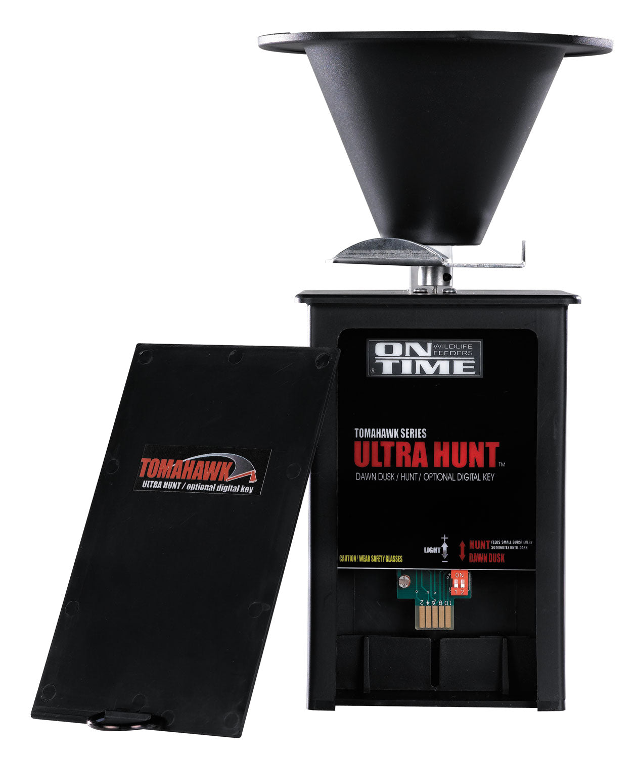 On Time 43005 Tomahawk Ultra Hunt Game Feeder, Dawn-Dusk & Hunt Mode, 4 Programs, 1-20 Sec, Black