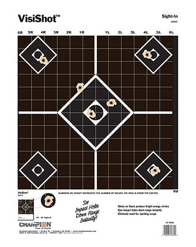 Champion VisiShot 5-Diamond Black/White Paper Hanging Targets 13"x18" 10 Pk