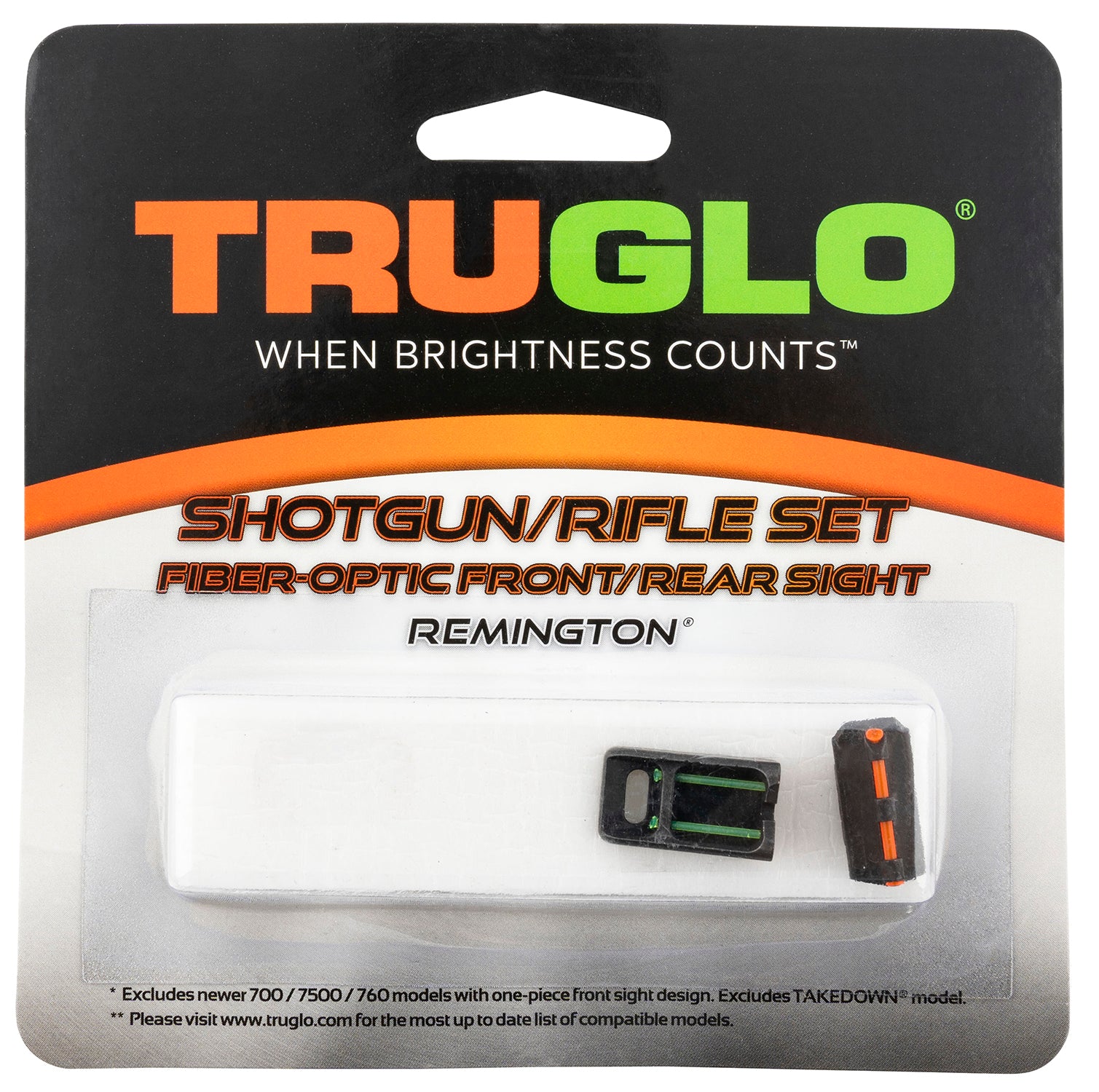 TruGlo TG110W Fiber-Optic Sight Set Remington 700 Series Muzzleloader Red Front Green Rear
