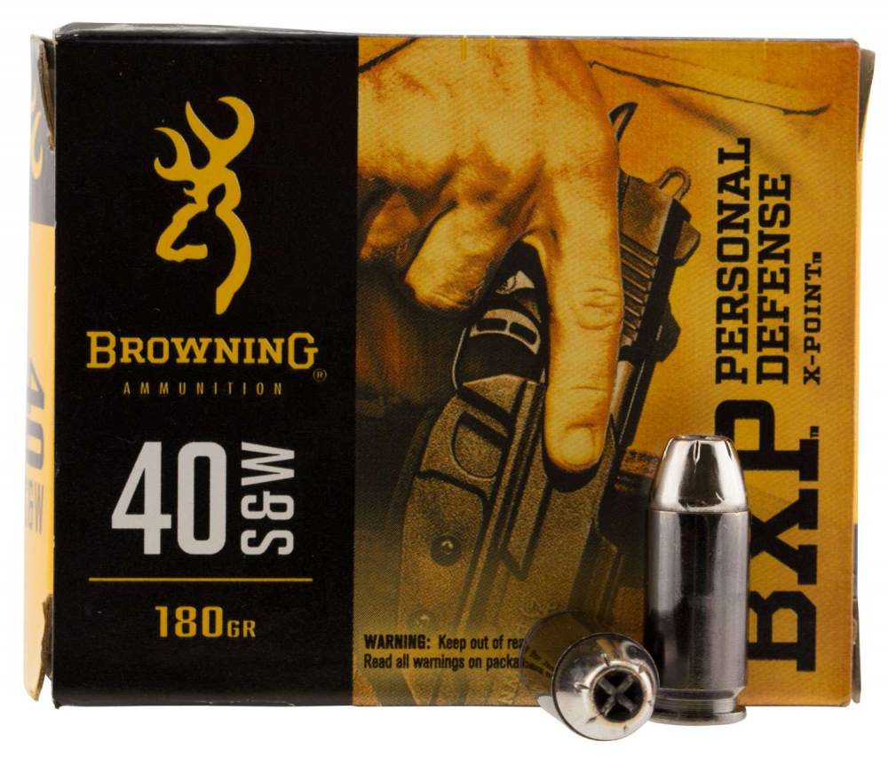 Browning .40 S&W BXP Personal Defense Home Defense 180 grain X-Point Hollow Point (XHP) ammunition