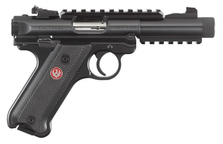 Ruger 40150 Mark IV Tactical 22 LR Caliber with 4.40" Threaded/Picatinny Rail Barrel, 10+1 Capacity, Overall Blued Metal Finish, Checkered Black Polymer Grip & Fixed Sights
