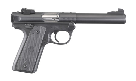 Ruger Mark IV 22/45 22 LR 10+1, 5.50" Stainless Bull Barrel, Blued Drilled & Tapped Steel Receiver & Polymer Frame, Black Checkered Polymer Grip Ambidextrous