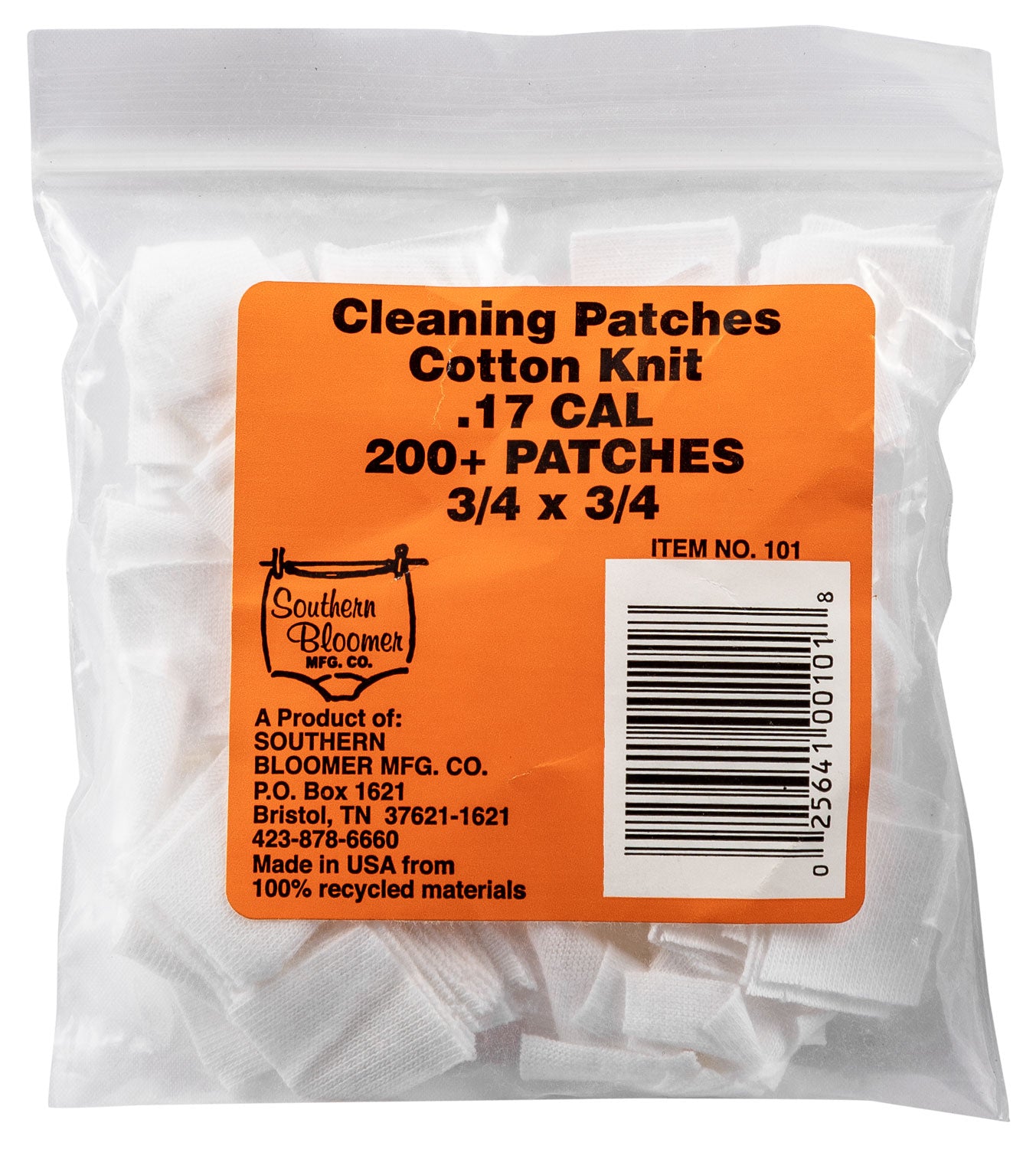 Southern Bloomer 101 17 Cal Cotton Threadless Gun Cleaning Patches 200 Count