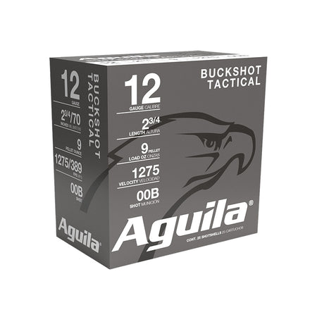 Aguila 12 Gauge Shotgun Ammo Tactical High Velocity 9 pellets 2.75 in 1-1/8 oz 00 Buck