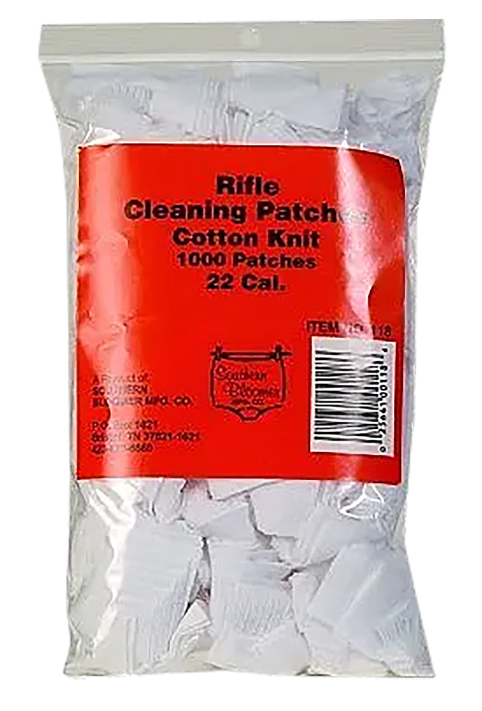 Southern Bloomer .22 Cal Cotton Threadless Gun Cleaning Patches 1000 Count Bag