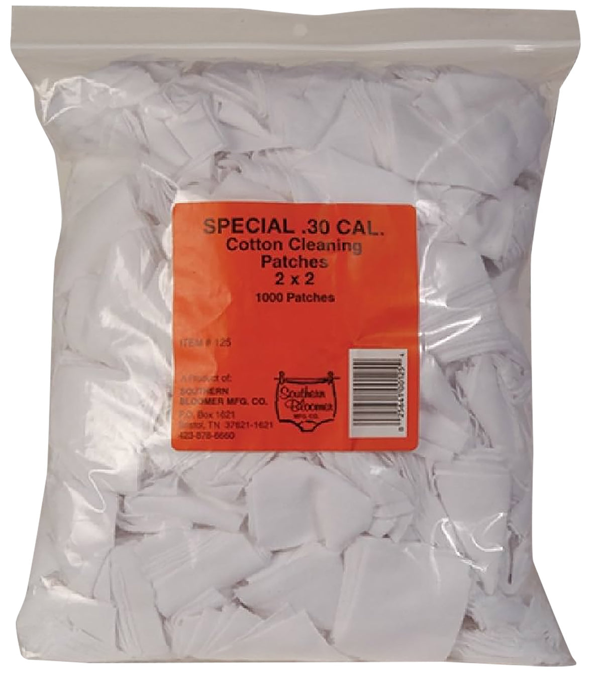 Southern Bloomer 30 Cal Cotton Threadless Gun Cleaning Patches 1000 Count Bag