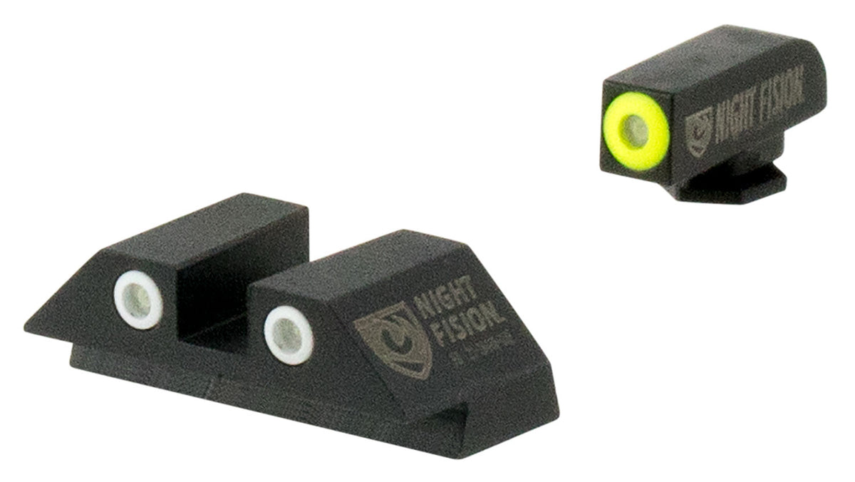 Night Fision Tritium Night Sights GLK001003YGW - Yellow Outline Front & White Outline Rear for Glock 17/22