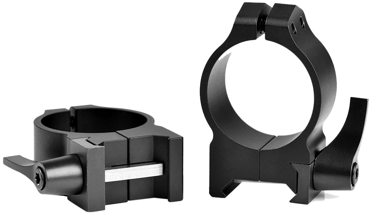 Warne Maxima 214LM 30mm Medium Quick Detach Scope Rings Matte Black Vertical Split