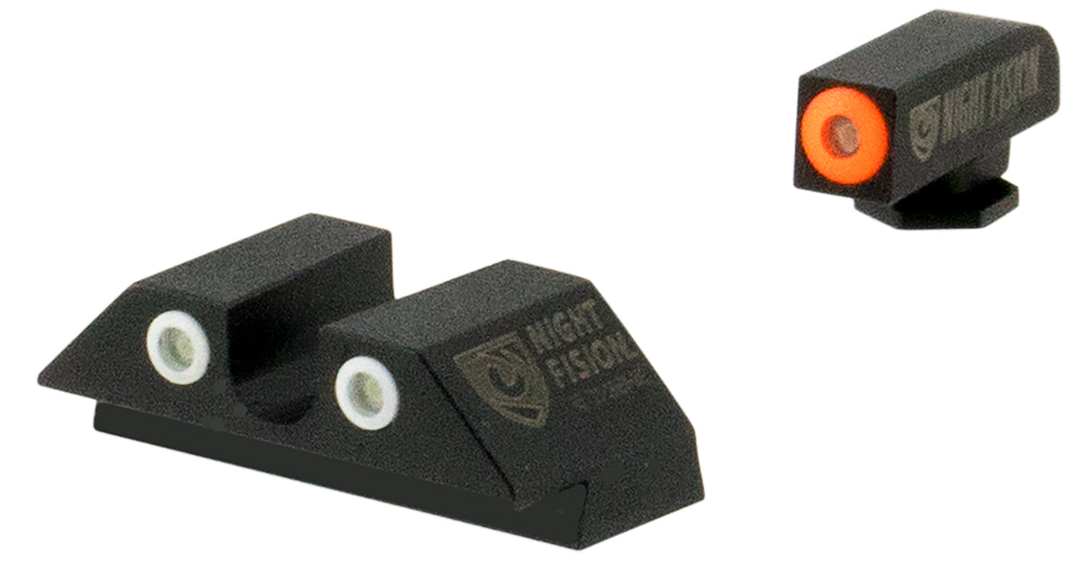 Night Fision Tritium Night Sights GLK003007OGZ - Orange Outline Front & White Outline Rear for Glock 42/43