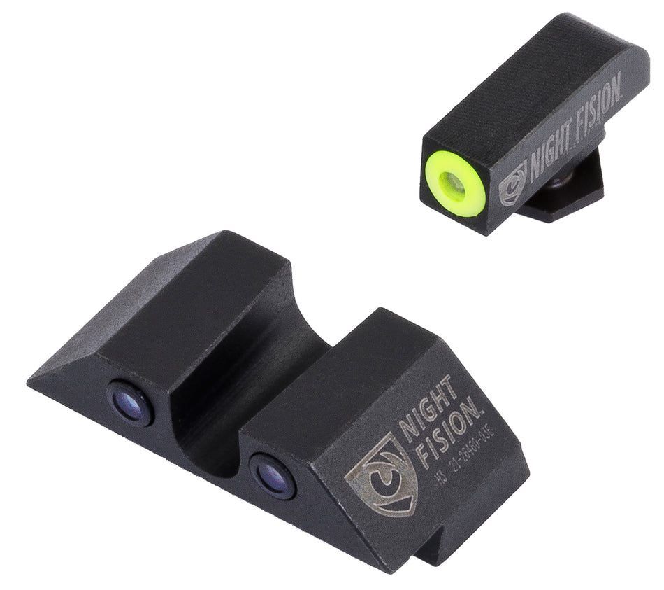Night Fision Tritium Night Sights GLK003007YGZ - Yellow Outline Front & Black Outline Rear for Glock 42/43