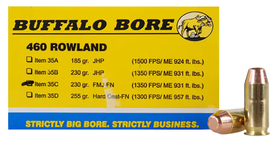 Buffalo Bore .460 Rowland Personal Defense 230 grain Full Metal Jacket Flat Nose ammunition