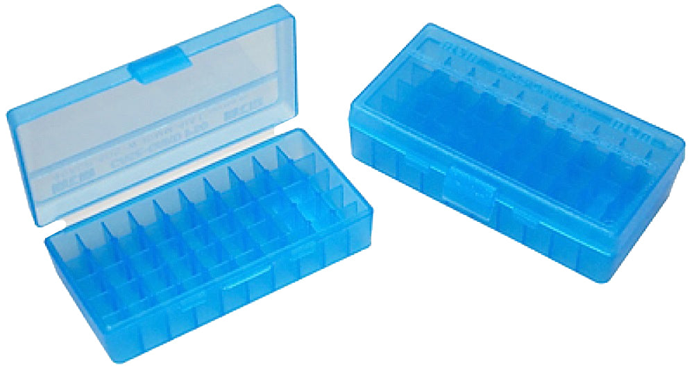 MTM Case-Gard P509M24 50rd Multi-Caliber Handgun Flip-Top Ammo Box Clear Blue 9mm