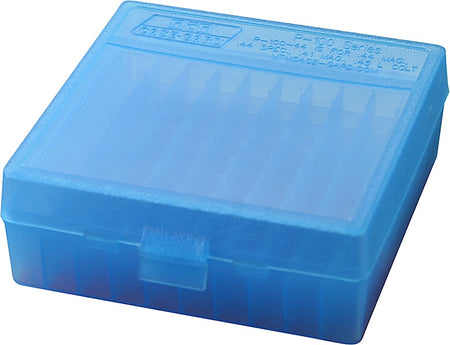 MTM Case-Gard P1004424 100rd Multi-Caliber Handgun Ammo Box 44 Mag/41 Mag Clear Blue Flip-Top