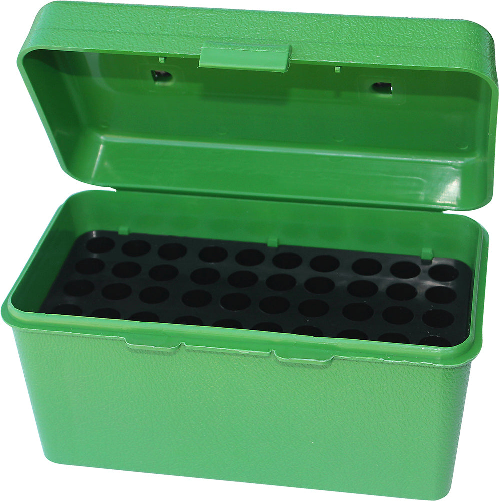 MTM Case-Gard H50RS10 50rd Multi-Caliber Rifle Ammo Box Green Polypropylene Round Handle