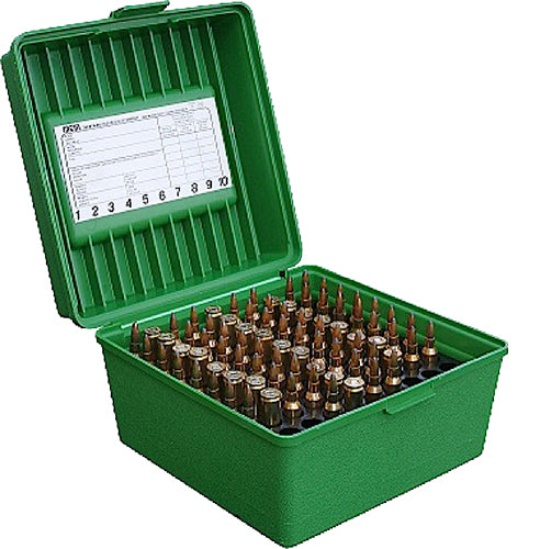 MTM Case-Gard R10010 100rd Deluxe Round-Handle Multi-Caliber Rifle Ammunition Storage Box Green