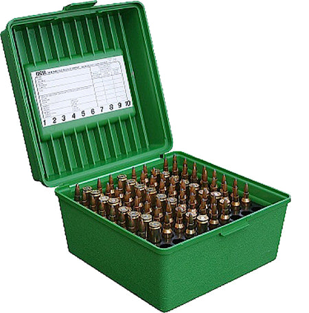 MTM Case-Gard R10010 100rd Deluxe Round-Handle Multi-Caliber Rifle Ammunition Storage Box Green