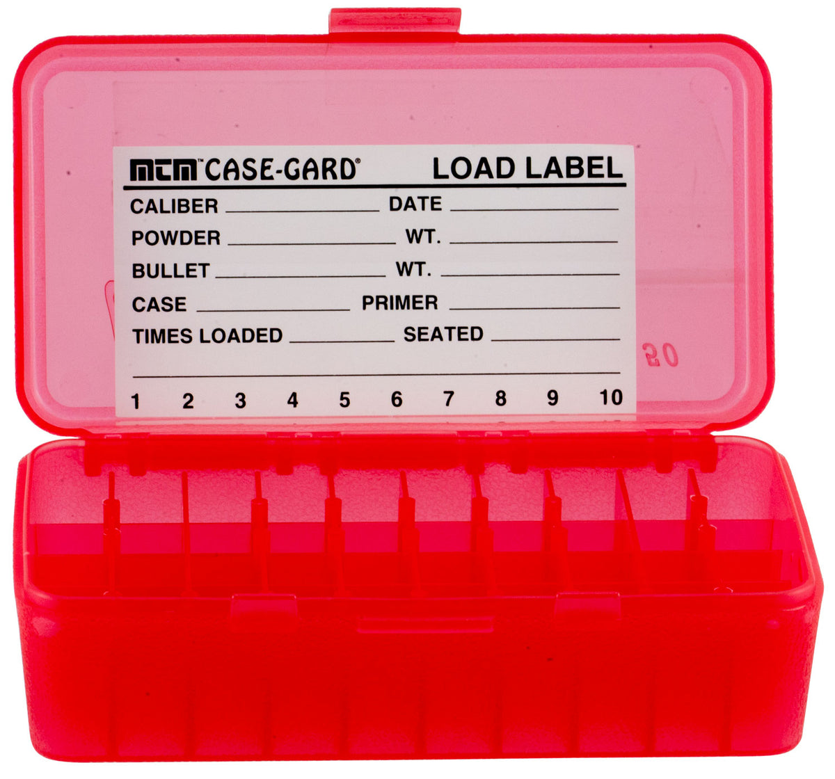 MTM Case-Gard P504429 50-Round Flip-Top Multi-Caliber Ammo Storage Box Clear Red Polypropylene