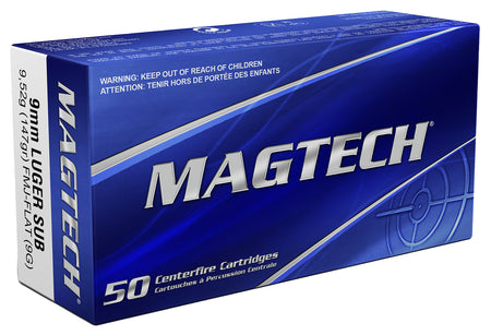 Magtech Sport Shooting Range/Training Subsonic Full Metal Jacket Flat Subsonic 147 Grain 9mm Luger/Parabellum 990 fps 754908165414