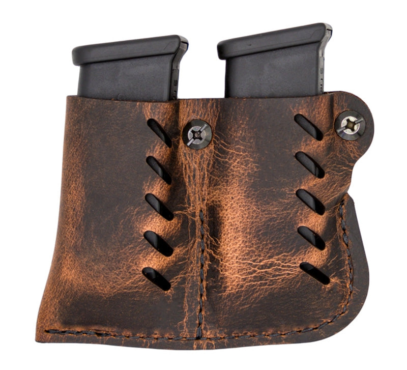 Versacarry Leather Double Double-Stack Magazine Carrier Brown