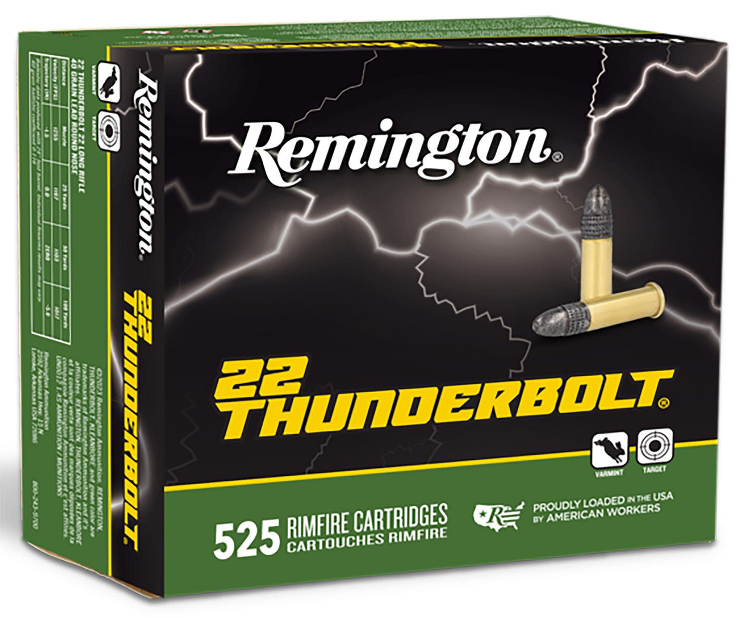 Remington Thunderbolt Bulk LEAD SOLID 40 Grain .22 Long Rifle 1255 FPS. 047700212715