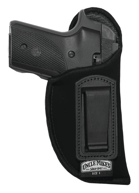Uncle Mike's 89101 IWB Holster Size 10 Black Suede-Like Belt Clip .22-.25 Cal Small Autos Right Hand Draw
