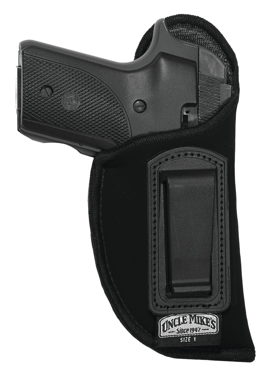 Uncle Mike's 89002 IWB Holster Size 0 Suede-Like Black Belt Clip Small Med Double Action Revolver 2-3 Inch Barrel Left Hand