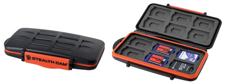 Stealth Cam SD Card Storage Case Black/Red Polycarbonate Includes 12 Full-Sized SD Cards