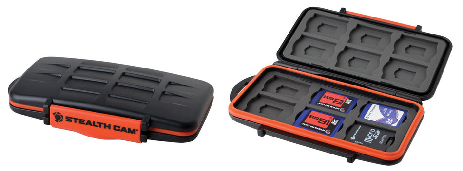 Stealth Cam SD Card Storage Case Black/Red Polycarbonate Includes 12 Full-Sized SD Cards