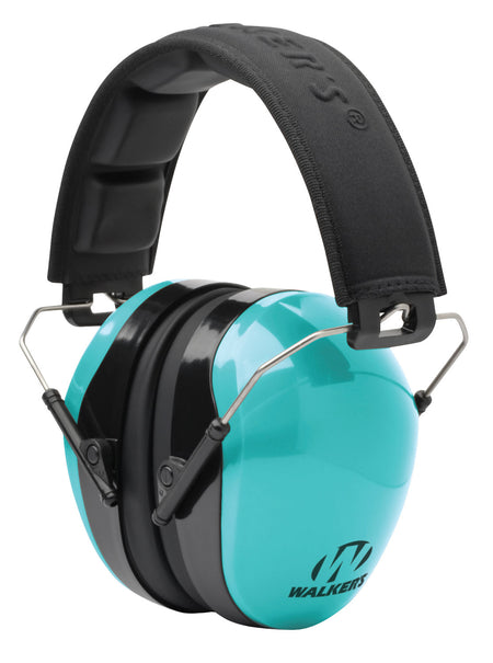 Walker's 26 dB Advanced Passive Ear Muff Over-the-Head Aqua Blue/Black Polymer