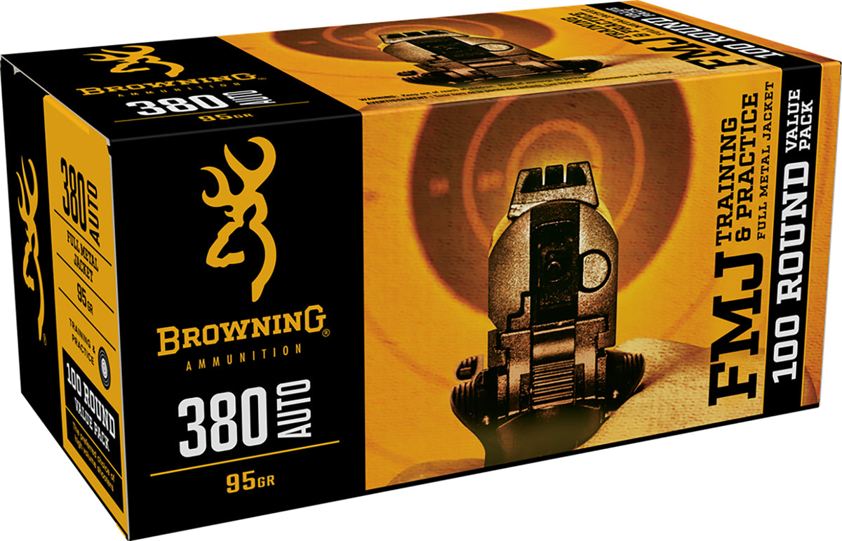 Browning .380 ACP/Auto Training & Practice Value Pack 95 grain Full Metal Jacket ammunition