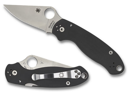 Spyderco C223GP Para 3 Folding Knife 2.95" CPM S45VN Plain Edge Clip Point SS Blade Black G10 Handle