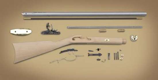 Traditions Frontier .50 Cal Flintlock Rifle Kit with 28" White Barrel and Raw Wood Stock