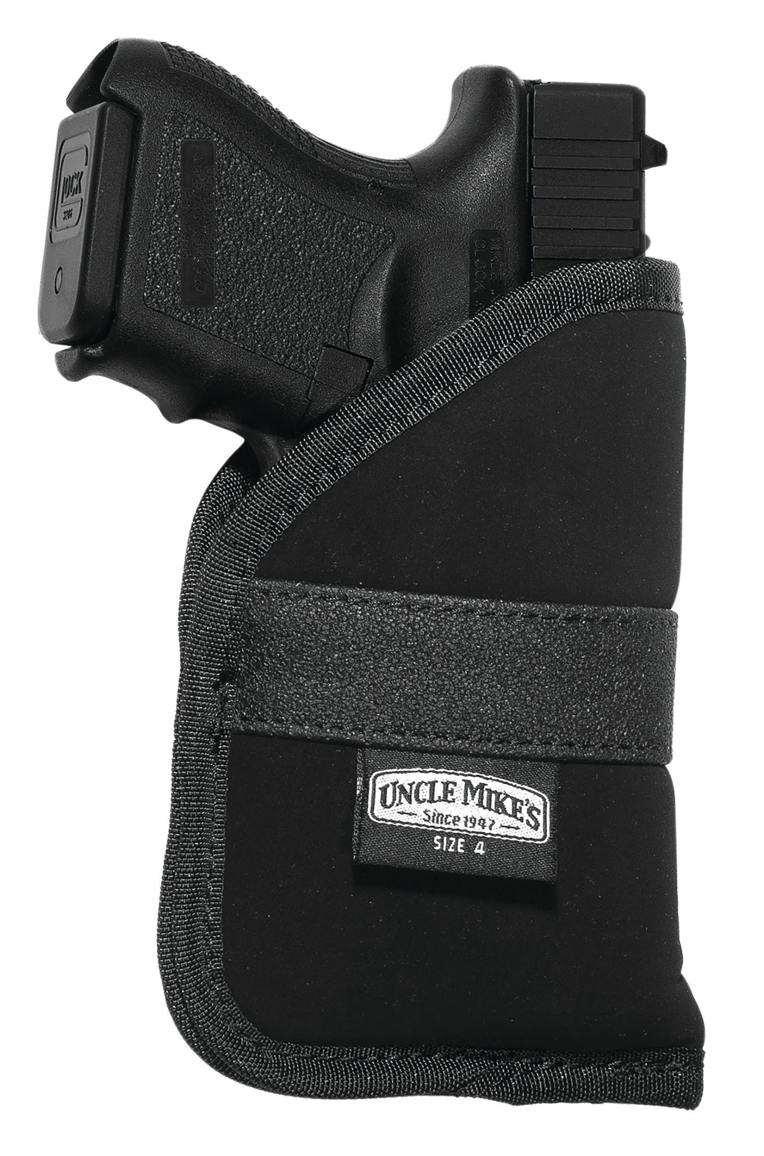 Uncle Mike's Inside The Pocket Holster Size 04 Black Nylon Open Top Fits Subcompact 9/40 Auto Right Hand
