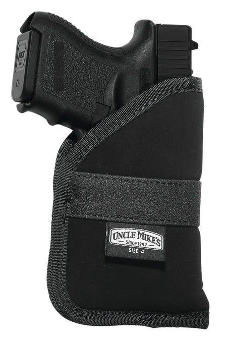 Uncle Mike's Inside The Pocket Holster Size 04 Black Nylon Open Top Fits Subcompact 9/40 Auto Right Hand