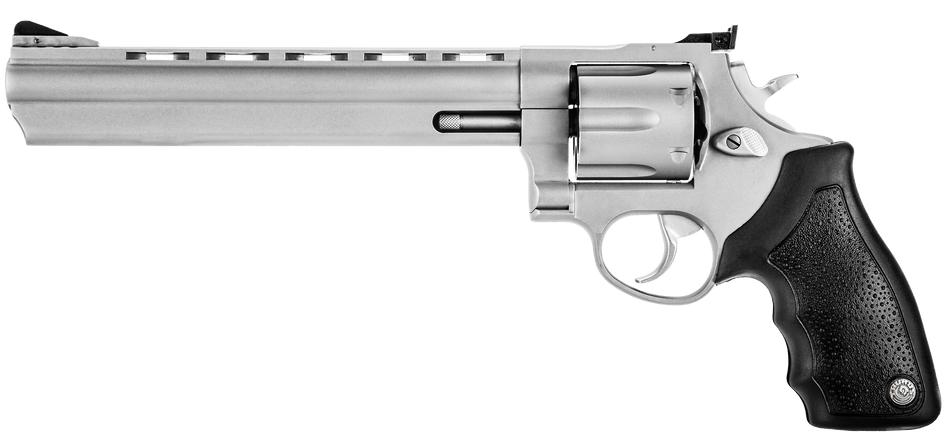 Taurus 2-440089 44 Large 44 Rem Mag 6 Shot 8.37" Matte Stainless Ported Barrel, Cylinder & Frame, Black Finger Grooved Rubber Grip, Transfer Bar Safety, Exposed Hammer