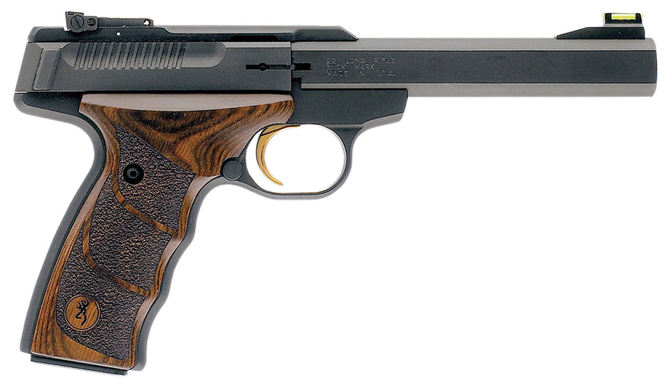 Browning 051428490 Buck Mark Plus UDX *CA Compliant 22 LR 10+1 5.50" Matte Black Slab Side Barrel, Matte Black Serrated Slide & Aluminum Frame, Finger Groove Laminate Grip