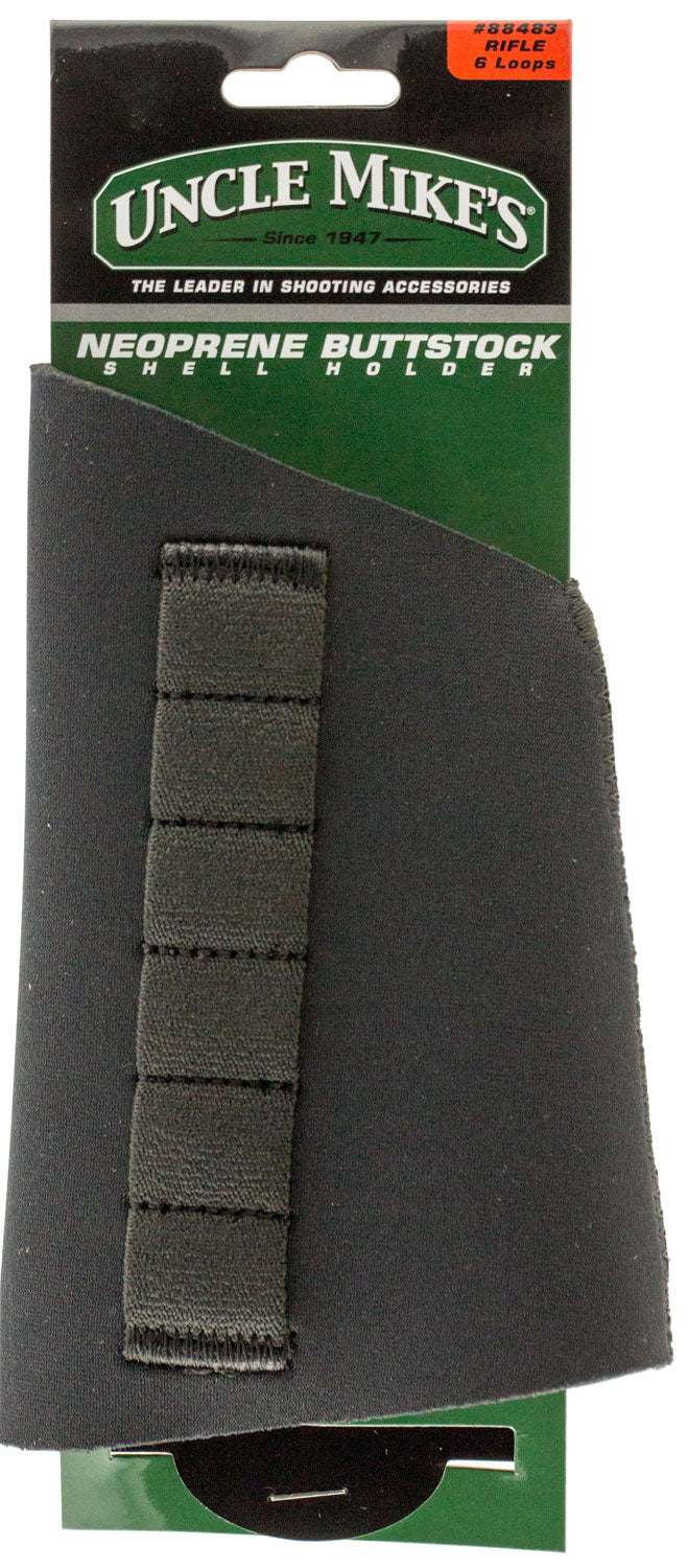 Uncle Mike's 6rd Neoprene Rifle Buttstock Shell Holder Black Non-Slip 88483