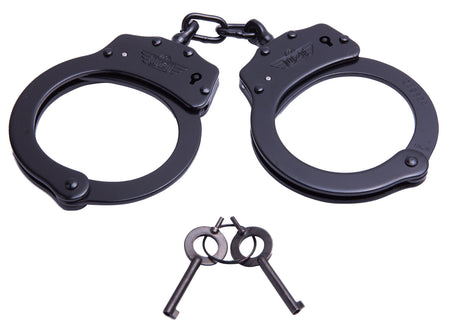 Uzi Accessories Black Chain Handcuffs Nickel Plated Steel with 2 Keys