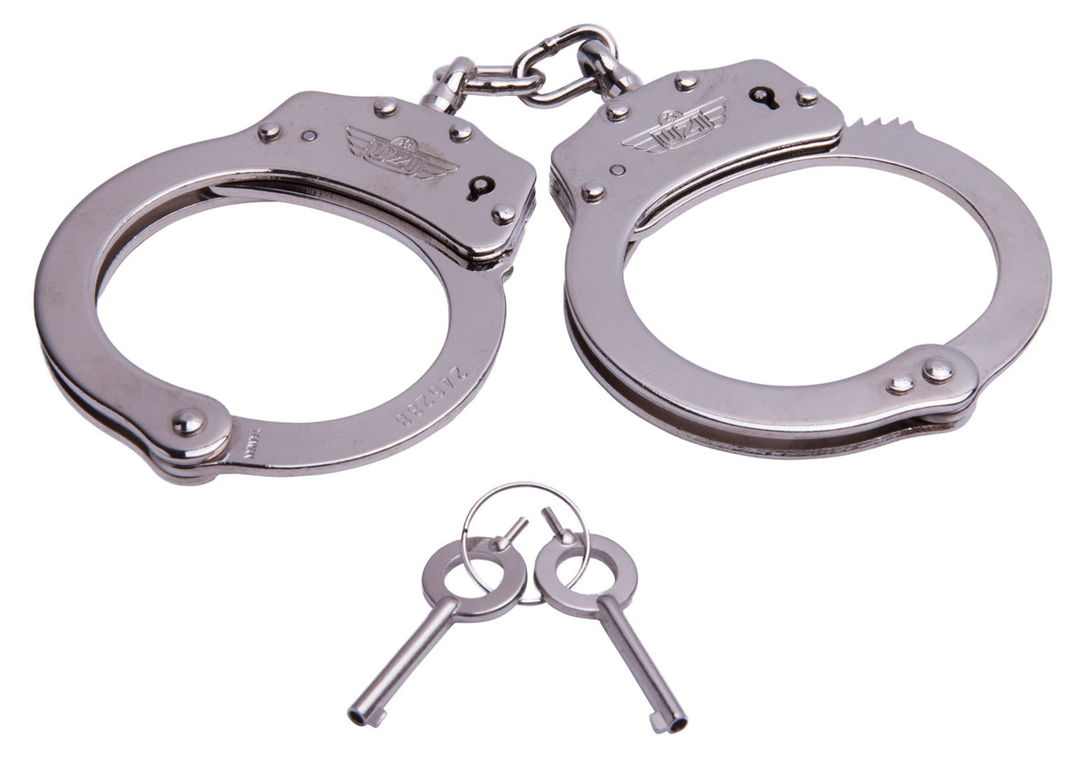 Uzi Accessories Silver Chain Handcuffs Nickel Plated Steel with 2 Keys