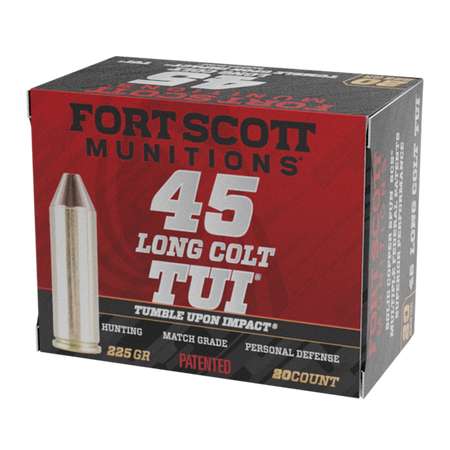Fort Scott Munitions .45 Long Colt Tumble Upon Impact (TUI) 225 grain Solid Copper Spun ammunition