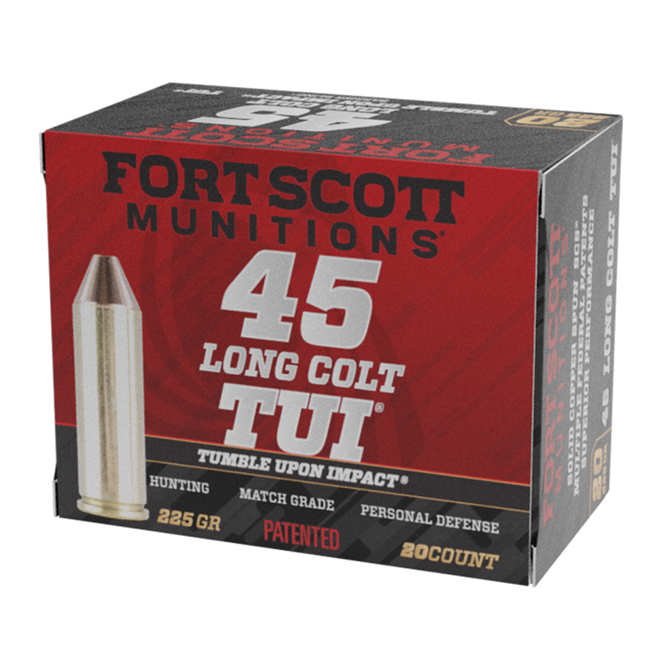 Fort Scott Munitions .45 Long Colt Tumble Upon Impact (TUI) 225 grain Solid Copper Spun ammunition