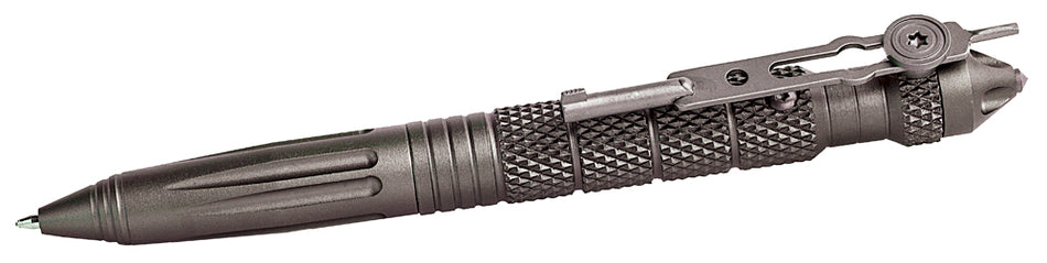 Uzi Accessories UZITACPEN4GM 6" Gun Metal Aluminum Tactical Pen with Glass Breaker and Cuff Key