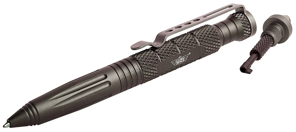 Uzi Accessories UZITACPEN6GM 6" Gun Metal Tactical Defense Pen with Glass Breaker and Cuff Key