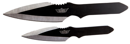 Uzi Accessories UZKTRW002 Black Stainless Steel Fixed Spear Point Throwing Knives with Black Handle