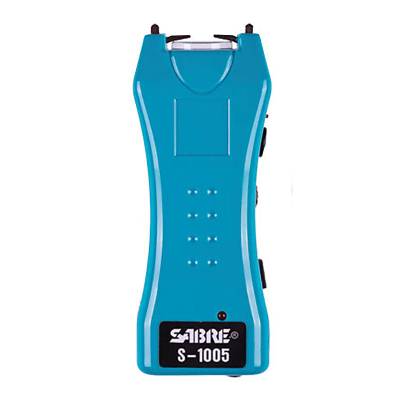 SABRE 2-in-1 Stun Gun and Flashlight with Belt Holster, Rechargeable, Teal