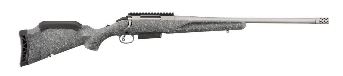 Ruger 46905 American II Full Size 450 Bushmaster 3+1 20" Gun Metal Gray Cerakote Threaded Barrel & Alloy Steel Receiver w/Picatinny Rail, Gray Splatter Adj LOP Synthetic Stock