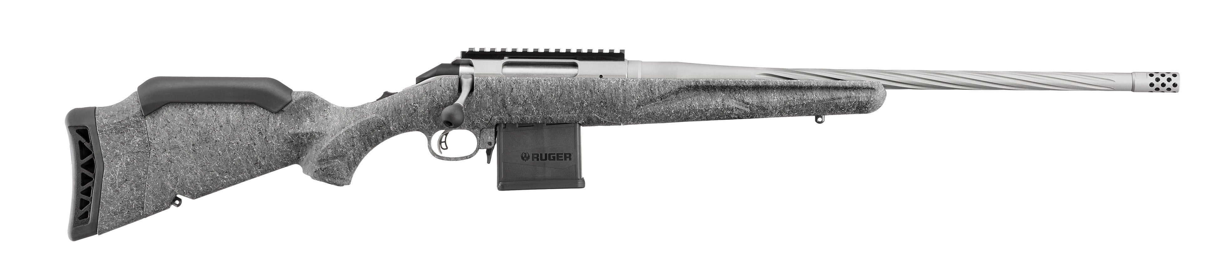 Ruger 46908 American II Full Size 204 Ruger 10+1 20" Gun Metal Gray Cerakote Spiral Fluted Threaded Barrel & Alloy Steel Receiver w/Picatinny Rail, Gray Splatter Adj LOP Synthetic Stock