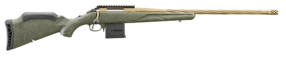 Ruger 46941 American II Predator Full Size 6mm ARC 10+1 22" Burnt Bronze Cerakote Spiral Fluted Threaded Barrel & Alloy Steel Receiver w/Picatinny Rail, Green Splatter Adj LOP Synthetic Stock