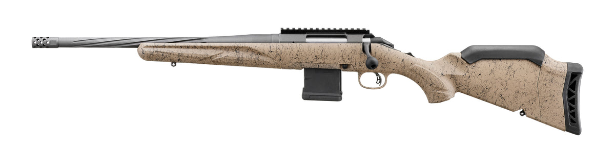 Ruger 46958 American II Ranch 5.56 NATO 10+1 16.10" Cobalt Cerakote Spiral Fluted Threaded Barrel & Alloy Steel Receiver w/Picatinny Rail, Flat Dark Earth Splatter Adj Comb & LOP Synthetic Stock, Left