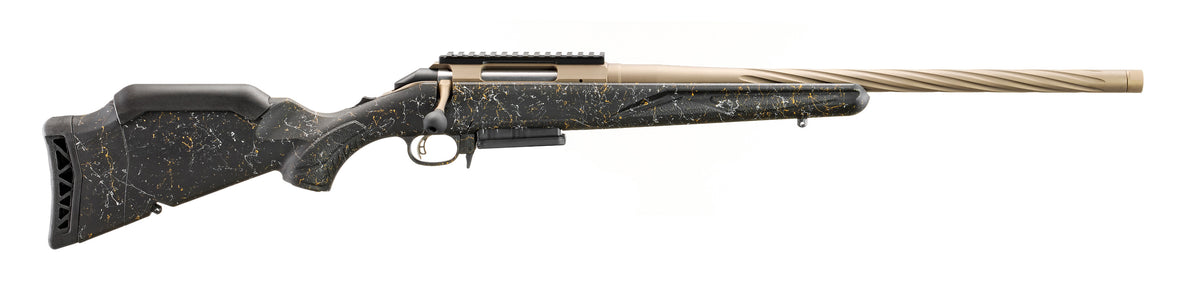 Ruger 46972 American II Prairie 308 Win 3+1 20" Smoked Bronze Cerakote Spiral Fluted Threaded Barrel & Alloy Steel Receiver w/Picatinny Rail, Black Splatter Adj LOP Synthetic Stock